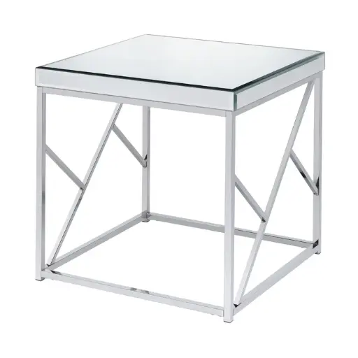 [DL01093] Flori Mirrored Glass Top END TABLE-Chrome