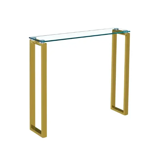 [DL01094] Berlind Glass Top Console Table- 30" H x 30" W x 8" D (Gold) 