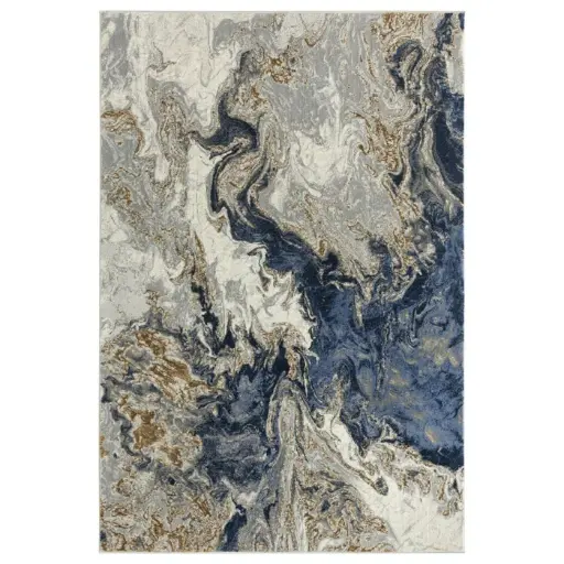 [DL01095] 5X7' ABSTRACT RUG - BLUE/GOLD 