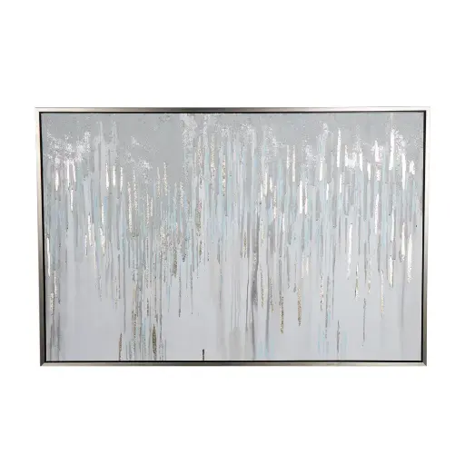 [DL01099] 60x40" SILVER AND LIGHT BLUE CANVAS WALL ART