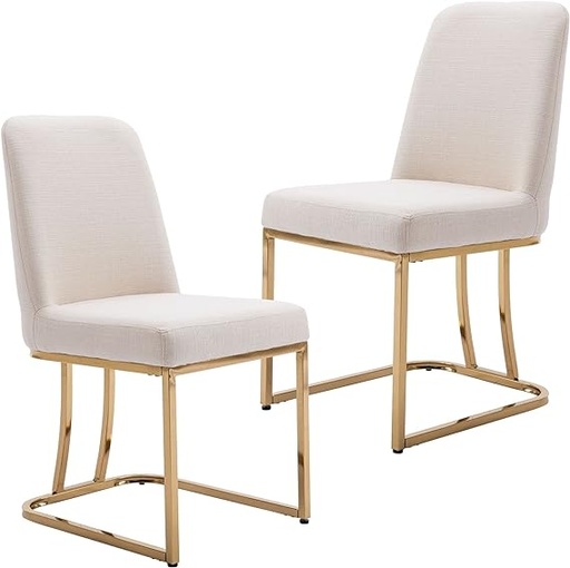 [DL01110] MODERN HIGH BACK DINING CHAIRS - BEIGE/GOLD