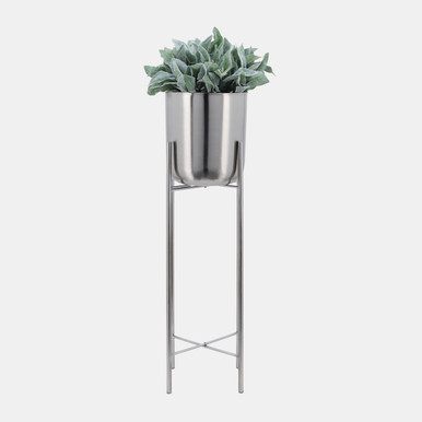 [DL01114] LARGE METAL PLANTERS ON STAND 40"H, SILVER/SIL