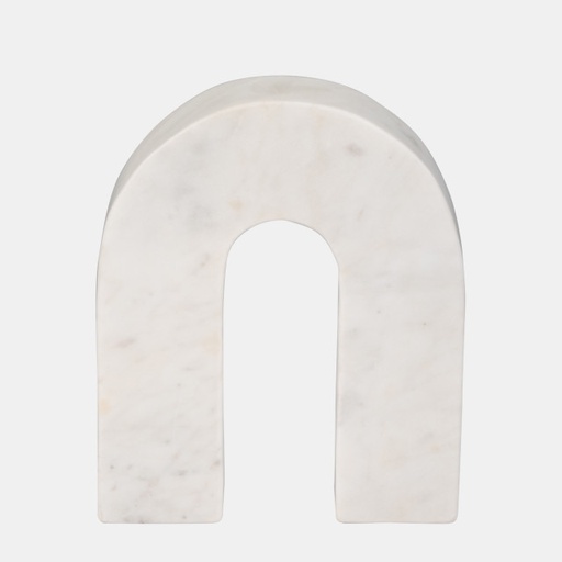 [DL01129]  MARBLE, 7"H HORSESHOE TABLETOP DECO, WHITE