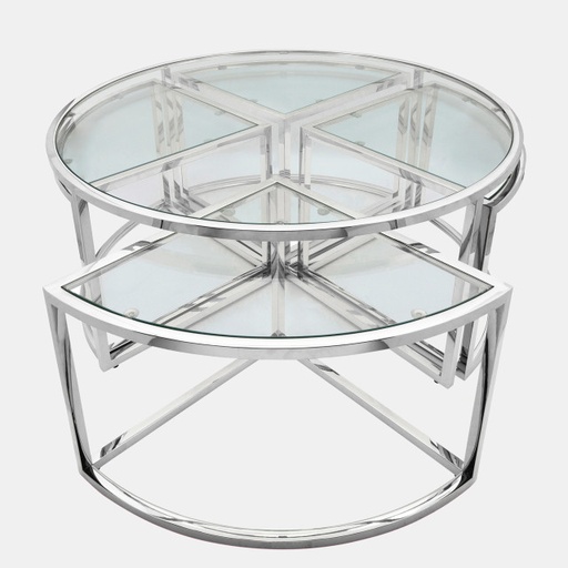 [DL01156] METAL PULL OUT COFFEE TABLE, SILVER 