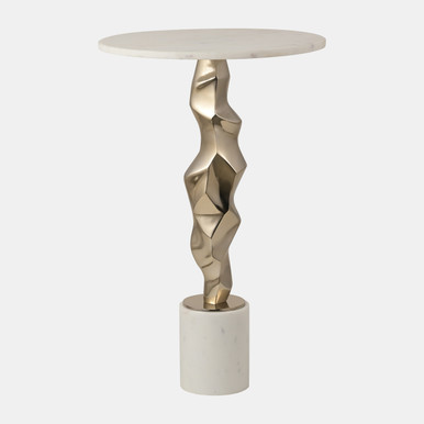 [DL01157] 25" KARGIN MARBLE TOP GOLD TABLE