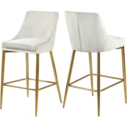 [DL01241] 27.5'' BAR STOOL CREAM W/GOLD LEGS